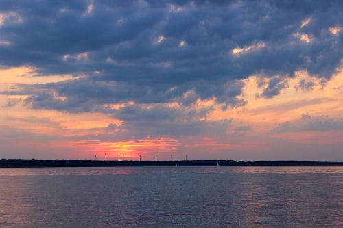 evening sky lake sunset