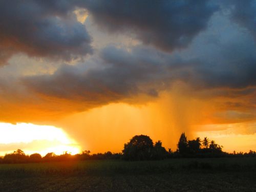 evening sun rain cloud rain
