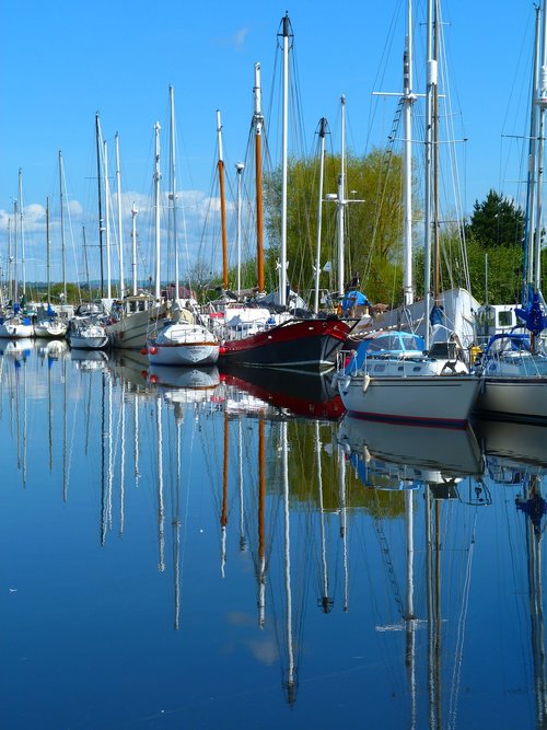 exeter canal  reflections  yachts