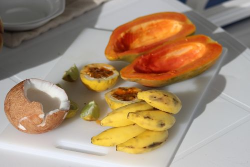 exotic fruits coconut papaya