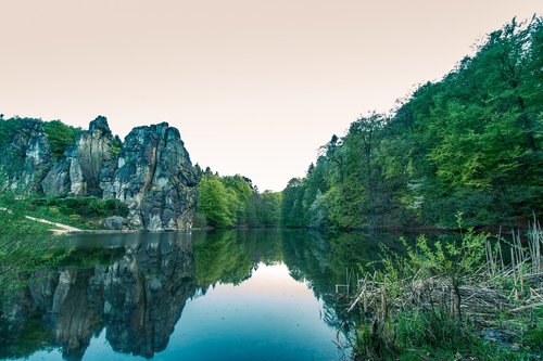 externsteine  lake  mirroring