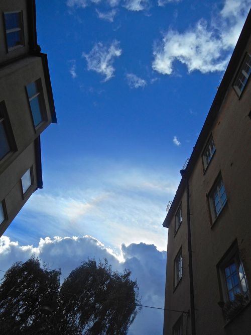 facade blue sky cloud