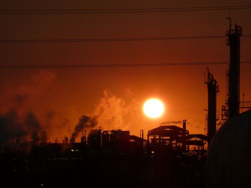 factory plant sunrise