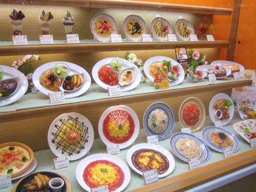 fake plastic food showcase restaurant japan