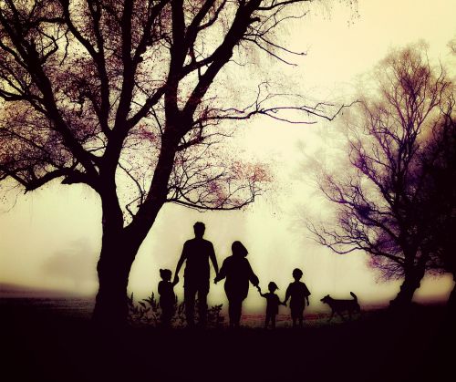 family walk leisure