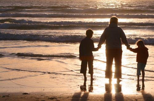 family sunset leisure