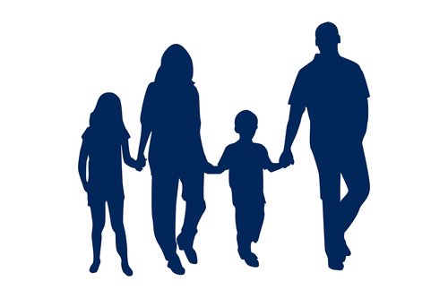 family  walking  silhouette