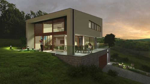 family house 3d model twilight