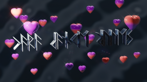 fantasy text hearts 3d art