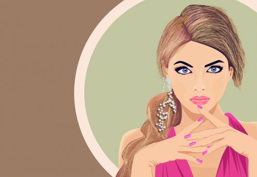 fashion girl girl with pink dress vector people