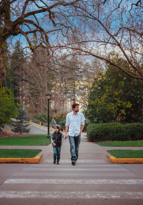 father son walking