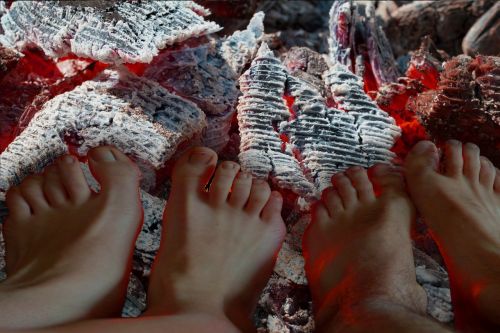 feet charcoal embers