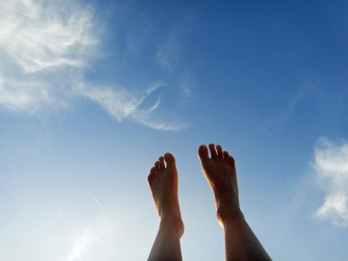 feet sky clouds