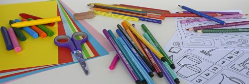 felt tip pens colored pencils crayons