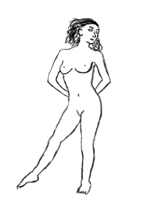 female drawing pose