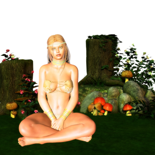 female atractive elfish zen meditation