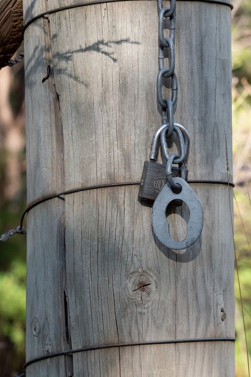 fence post  chain  lock