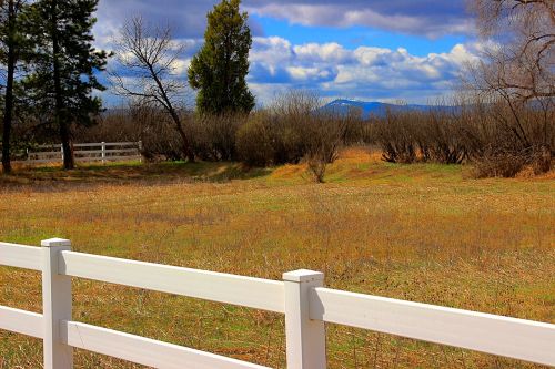 fences mountain landscape