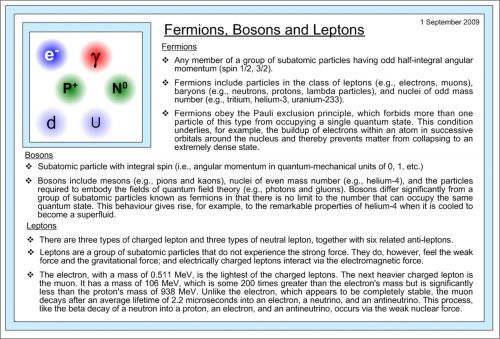 Fermions,bosons,leptons