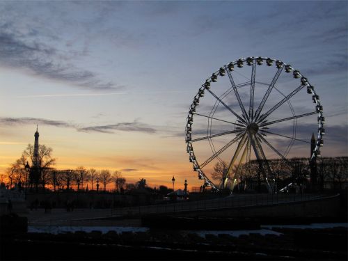 ferris wheel sunset sky