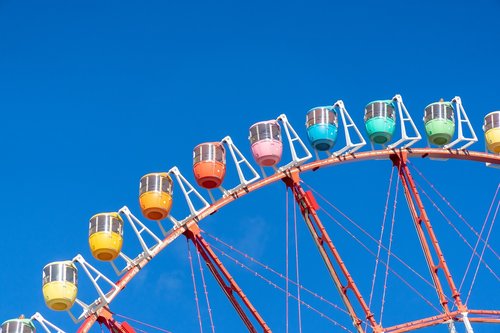 ferris wheel  blue sky  fair