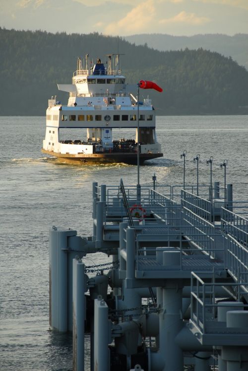ferry harbor sunset