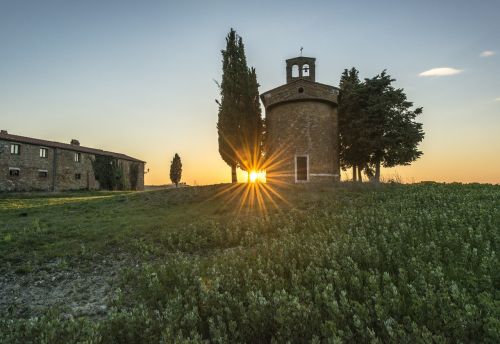 field tuscany sunset