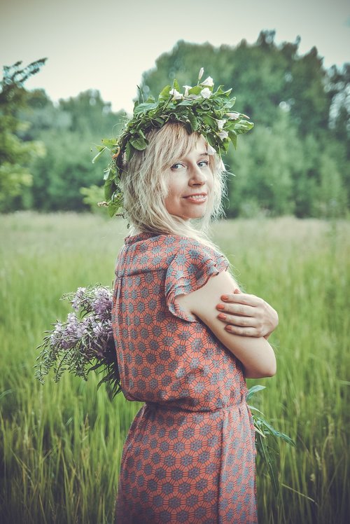 field  flowers  girl