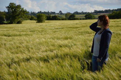 field  woman  girl