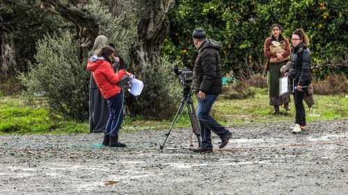 film crew shooting film movie