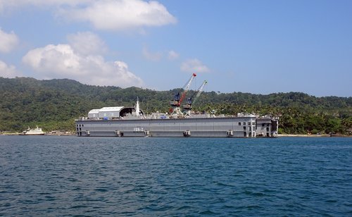 filoating dock  north bay  andaman sea