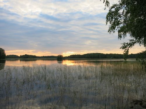 finland lake sunset