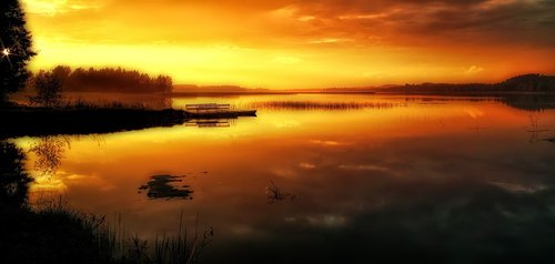 finland  lake  orange