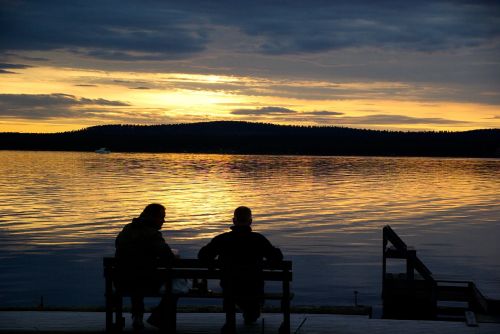 finland lake midnight sun
