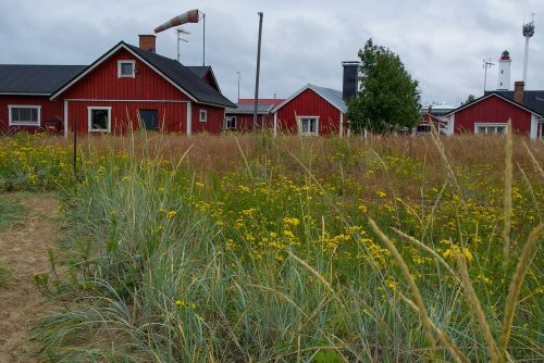 finland lighthouse colorful houses