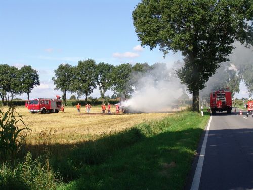 fire straw bales brand