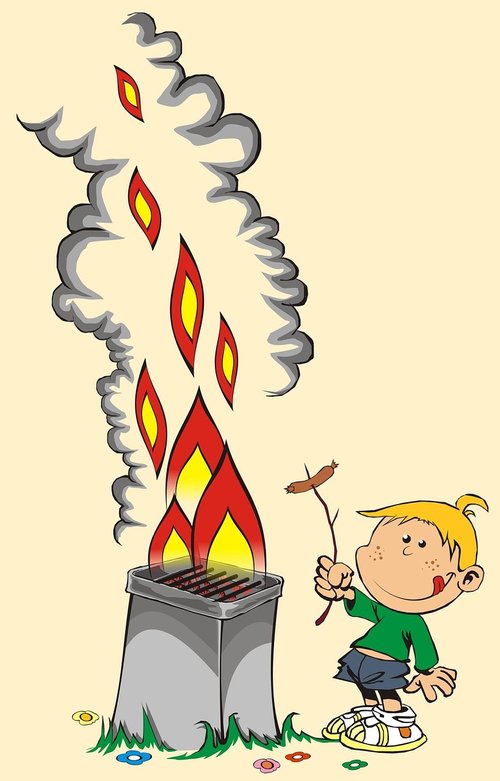 fire  barbecue  boy