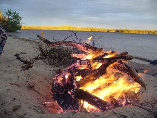 fire camping relaxation