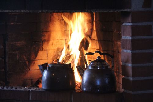 fire fireplace hot coffee