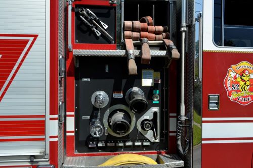 fire engine supplies fire hose