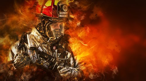 fire fighter  fire  portrait