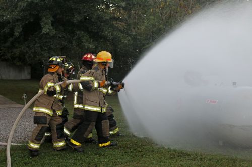 fire fighters hose training firefighter