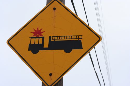Fire Truck Road Sign