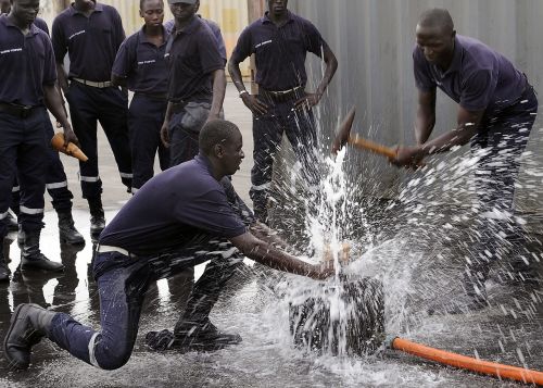 firefighters training stopping leak