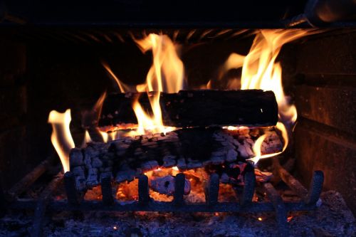 fireplace flames burning