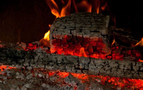fireplace embers ash
