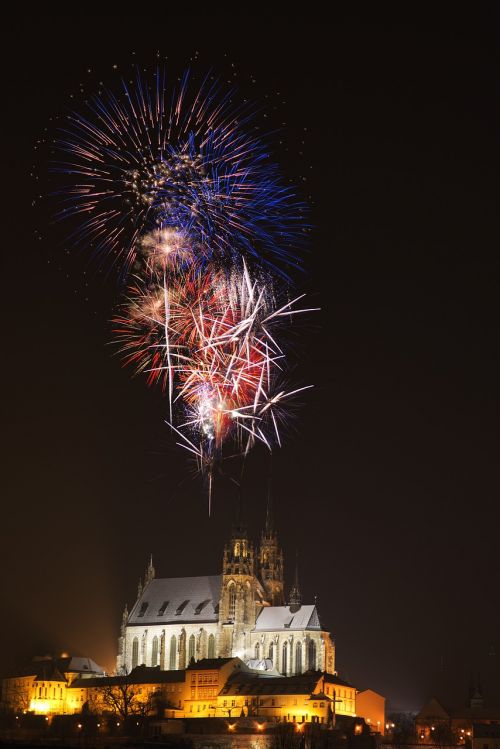 fireworks church evening