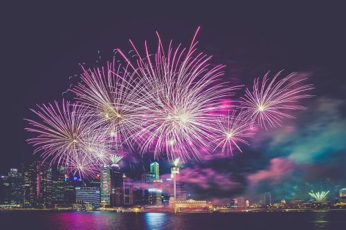 fireworks purple city
