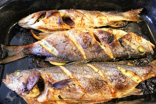 fish  oven baked sea bass  tasty