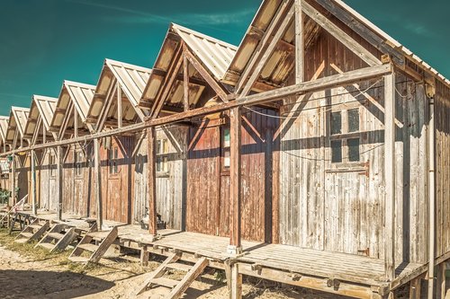 fisher hut  wooden  sea